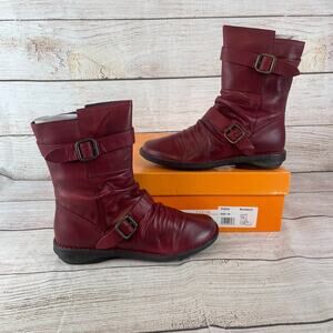 Miz Mooz Pasha Womens EU 38 US 7.5-8 Mid Calf Boots Bordeaux Burgundy Red